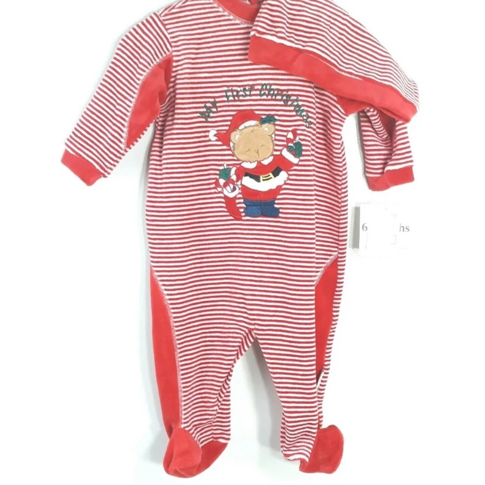 Little Me, 2-Piece Striped Santa Bear Outfit. NWT - Picture 1 of 9